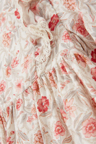 Floral-Print Wool Blend Day Dress